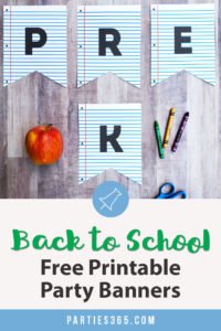 Celebrate Back to School with a notebook paper inspired printable party banner! This free downloadable DIY School Themed Party Banner is the perfect idea for parties, first day pictures or just to add a little fun to the end of summer. #backtoschool #partyprintable #printable #firstdayofschool