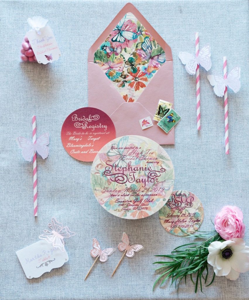 An elegant Tea Party is a lovely theme for a bridal shower! This Butterfly Garden themed shower is full of perfectly whimsical ideas for decorations, favors, centerpieces, food and cake! Check out all the gorgeous details! #bridalshower #teaparty #butterflyparty #gardenparty