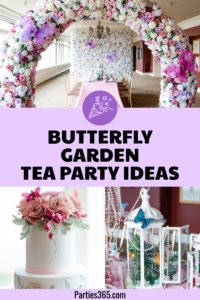 An elegant Tea Party is a lovely theme for a bridal shower! This Butterfly Garden themed shower is full of perfectly whimsical ideas for decorations, favors, centerpieces, food and cake! Check out all the gorgeous details! #bridalshower #teaparty #butterflyparty #gardenparty