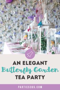 An elegant Tea Party is a lovely theme for a bridal shower! This Butterfly Garden themed shower is full of perfectly whimsical ideas for decorations, favors, centerpieces, food and cake! Check out all the gorgeous details! #bridalshower #teaparty #butterflyparty #gardenparty