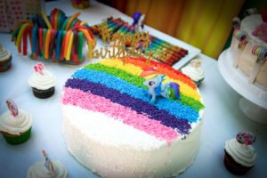 Throw a fabulous My Little Pony Birthday Party for your daughter and her friends with these ideas for a backyard, DIY celebration! Find inspiration for decorations, cake, food, banner, favors and more in this rainbow colored pony party! #mylittlepony #birthdayparty #partyideas #mylittleponyparty