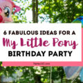 Throw a fabulous My Little Pony Birthday Party for your daughter and her friends with these ideas for a backyard, DIY celebration! Find inspiration for decorations, cake, food, banner, favors and more in this rainbow colored pony party! #mylittlepony #birthdayparty #partyideas #mylittleponyparty