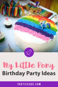 Throw a fabulous My Little Pony Birthday Party for your daughter and her friends with these ideas for a backyard, DIY celebration! Find inspiration for decorations, cake, food, banner, favors and more in this rainbow colored pony party! #mylittlepony #birthdayparty #partyideas #mylittleponyparty