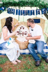 Looking for fun and unique ideas for a casual outdoor wedding rehearsal dinner party? You'll adore this Backyard Picnic on a farm! Find inspiration for decorations, food and more at this DIY farmhouse picnic. #rehearsaldinner #picnic #dinnerparty #weddingideas