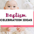 This simple Baptism party at home has ideas for lovely decorations with a beautiful backdrop that will work for a boy or a girl. Create an elegant dessert or food table your guests will adore! #baptism #baptismideas #partydecor #baptismparty