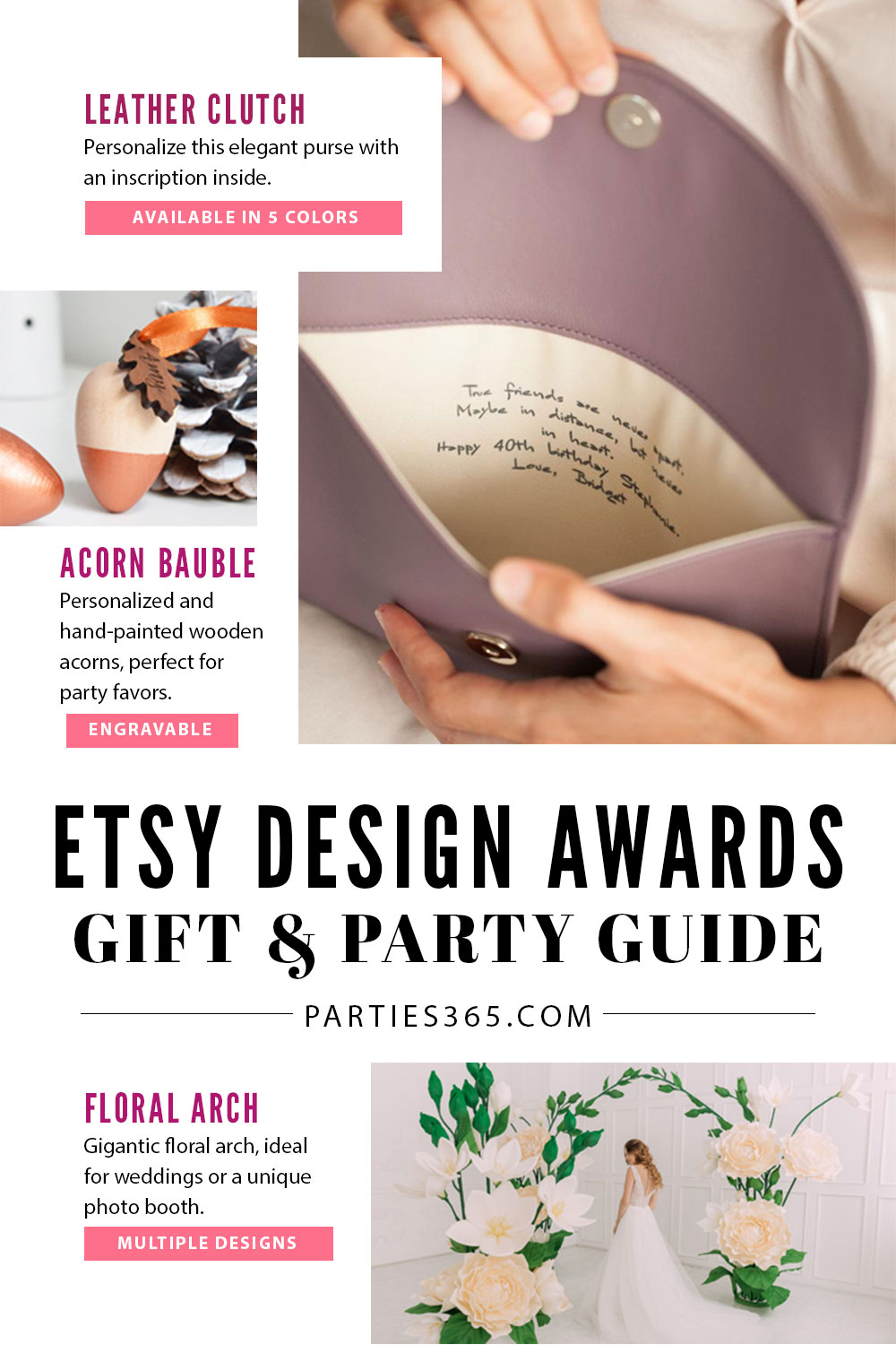 Searching for unique gift ideas and party decor? Here are 8 ideas from the Etsy Design Awards finalists that will inspire the perfect gift for her and give your party the wow factor! #TheEtsies #giftguide #giftideas #partydecor #partysupplies