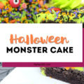 This easy and fun Halloween Monster Cake is a cute idea for kids this fall! Our DIY recipe is simple to follow and you'll create a spooky and amazing monster cake everyone will adore! #Halloween #halloweenrecipes #halloweencake #monster #monstercake