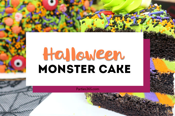 This easy and fun Halloween Monster Cake is a cute idea for kids this fall! Our DIY recipe is simple to follow and you'll create a spooky and amazing monster cake everyone will adore! #Halloween #halloweenrecipes #halloweencake #monster #monstercake