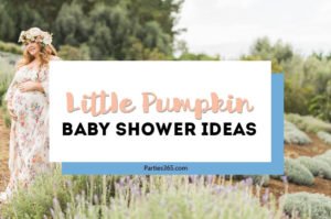 This Little Pumpkin themed Baby Shower is perfect for fall and works for a baby girl or a boy! Held on a stunning lavender farm in Hawaii, this autumn baby shower has lovely decorations, food, cookie favors and a cake to inspire your party planning! #babyshower #littlepumpkin #fallparty #pumpkinshower #partydecor
