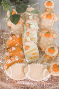 This Little Pumpkin themed Baby Shower is perfect for fall and works for a baby girl or a boy! Held on a stunning lavender farm in Hawaii, this autumn baby shower has lovely decorations, food, cookie favors and a cake to inspire your party planning! #babyshower #littlepumpkin #fallparty #pumpkinshower #partydecor
