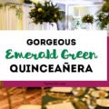 Planning a quinceañera and need ideas for fabulous decorations, themes or dresses? You'll adore this non-traditional emerald green quinceanera with bright colors, dress and lovely centerpieces! #quinceanera #15thbirthday #quinceañera #emeraldgreen #birthdayideas
