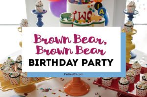 This darling 2nd birthday party featured a Brown Bear Brown Bear by Eric Carle theme! With vibrant colorful decorations, giant animals and amazing cake and cupcakes, it's full of fabulous ideas to bring this book to life! #brownbear #ericcarle #2ndbirthday #partyideas