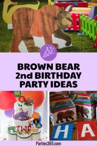 This darling 2nd birthday party featured a Brown Bear Brown Bear by Eric Carle theme! With vibrant colorful decorations, giant animals and amazing cake and cupcakes, it's full of fabulous ideas to bring this book to life! #brownbear #ericcarle #2ndbirthday #partyideas