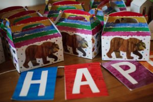 This darling 2nd birthday party featured a Brown Bear Brown Bear by Eric Carle theme! With vibrant colorful decorations, giant animals and amazing cake and cupcakes, it's full of fabulous ideas to bring this book to life! #brownbear #ericcarle #2ndbirthday #partyideas