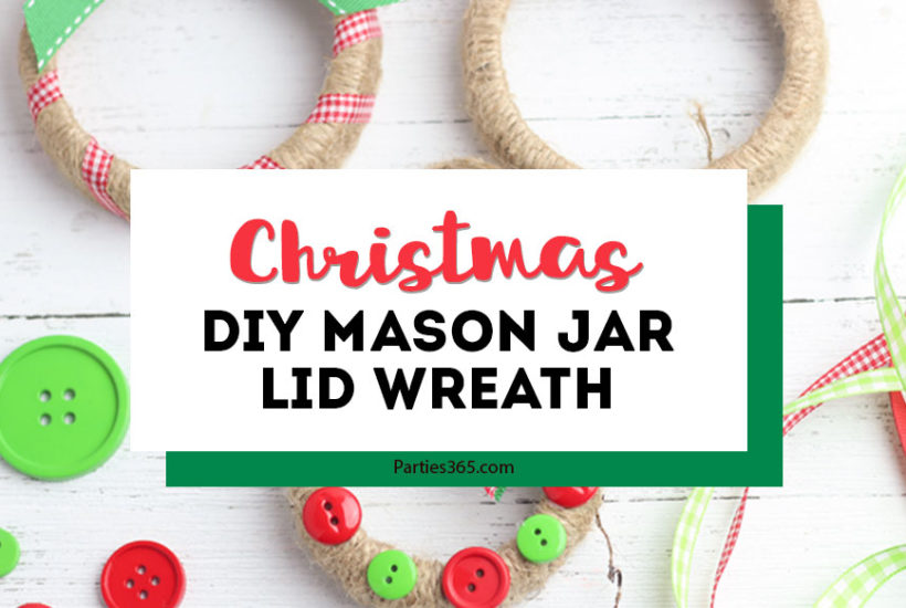 This easy DIY Christmas Mason Jar Lid Wreath craft idea is the perfect ornament for kids to make! It's perfect for teachers, for the tree, for gifts or just as a fun winter project! Instructions and supplies are right here... #christmasornament #christmascraft #christmasDIY #masonjar #masonjarlid