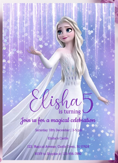Elsa Frozen Birthday Party Invitation