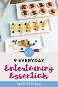Want to entertain more at home but wondering what dishes, platters or serveware you need on hand? If you have these 9 Everyday Entertaining Essentials, you'll be ready to set up any dinner party, holiday gathering or birthday celebration! These make great gift ideas too! #entertaining #dinnerparty #servingpieces #giftideas #hostess