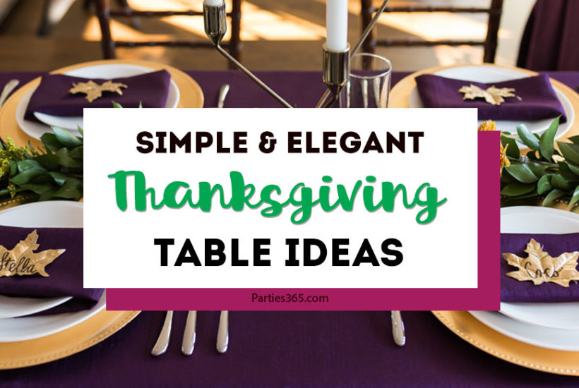 Looking for simple and elegant ideas for your Thanksgiving table decor? You'll love this purple and gold Thanksgiving tablescape, DIY place cards, table settings and centerpieces! All the inspiration you need to set a beautiful holiday table is right here! #Thanksgiving #Thanksgivingtable #holidaydecor #ThanksgivingDinner #ThanksgivingTablescapes