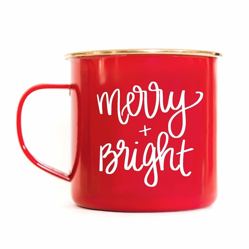 merry and bright christmas mug