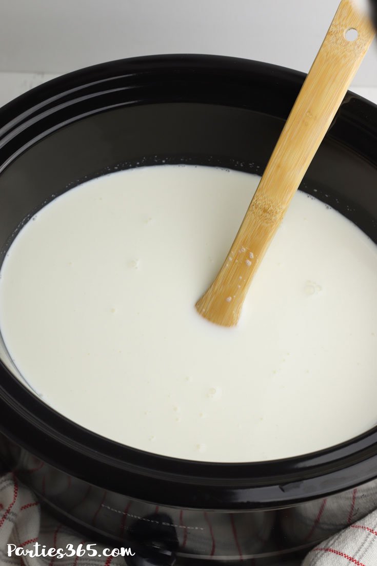 milk in crock pot