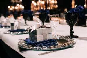Looking for a masculine theme for a 50th birthday party for your husband or boyfriend? This elegant navy, silver and black milestone party is full of decorations and ideas for men turning 50! #50thbirthday #milestonebirthday #partyideas