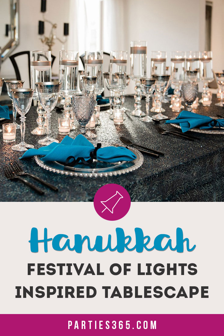 Hanukkah Festival of Lights inspired tablescape