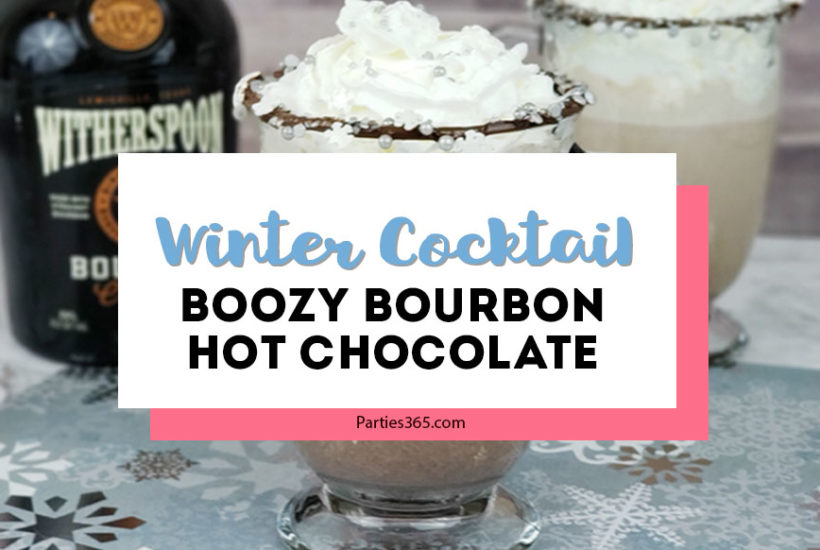 Want to warm up this winter with a delicious cocktail by the fire? Our Boozy Bourbon Hot Chocolate recipe is easy to make and the perfect adult beverage for you and your friends! #cocktail #hotchocolate #cocktailrecipe #winterdrinks