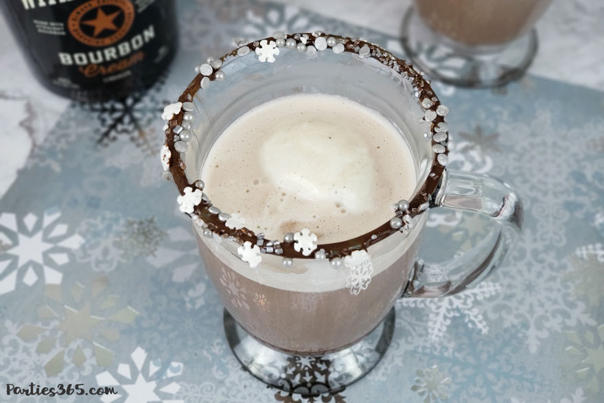 hot chocolate in cocktail glass