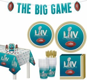 Planning an epic Super Bowl Party and need ideas for decorations? We have you covered with these amazing football themed party supplies that will work no matter which team you're cheering for! Set an amazing Super Bowl table, hang festive banners and play these fun games to bring your party to life! #superbowl #superbowlparty #partysupplies #partydecorations #football