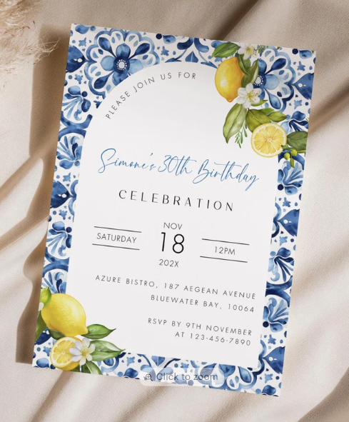 lemon anniversary invitation