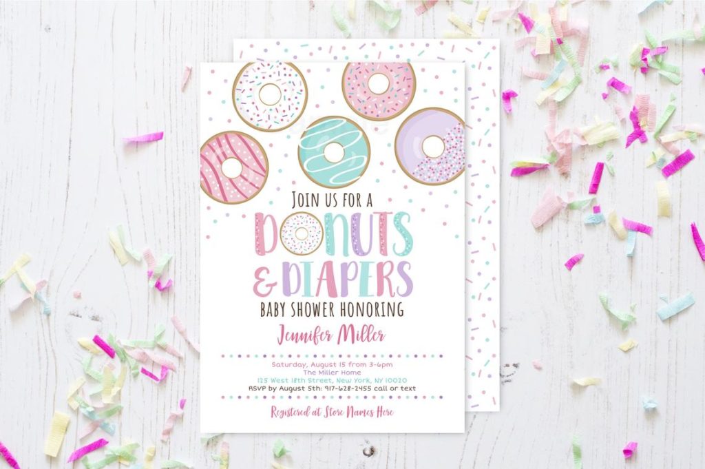 donuts and diapers baby shower invitation