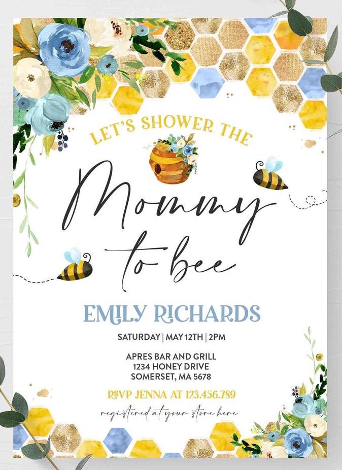 Yellow Stripes Bee Childrens Birthday Party Invitations