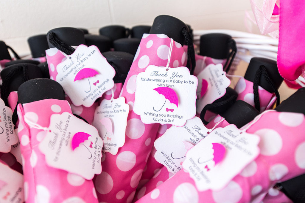 pink umbrellas for baby shower favors