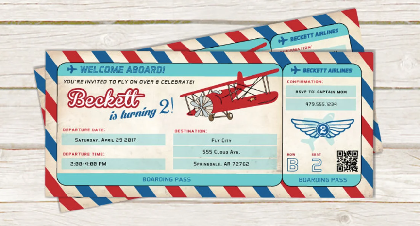 boarding pass birthday invitation
