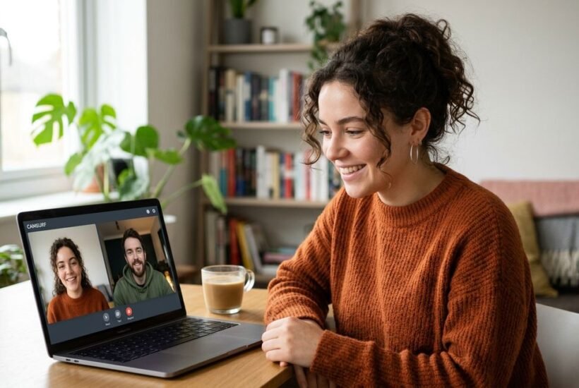 Camsurf random video chat platform interface on desktop and mobile