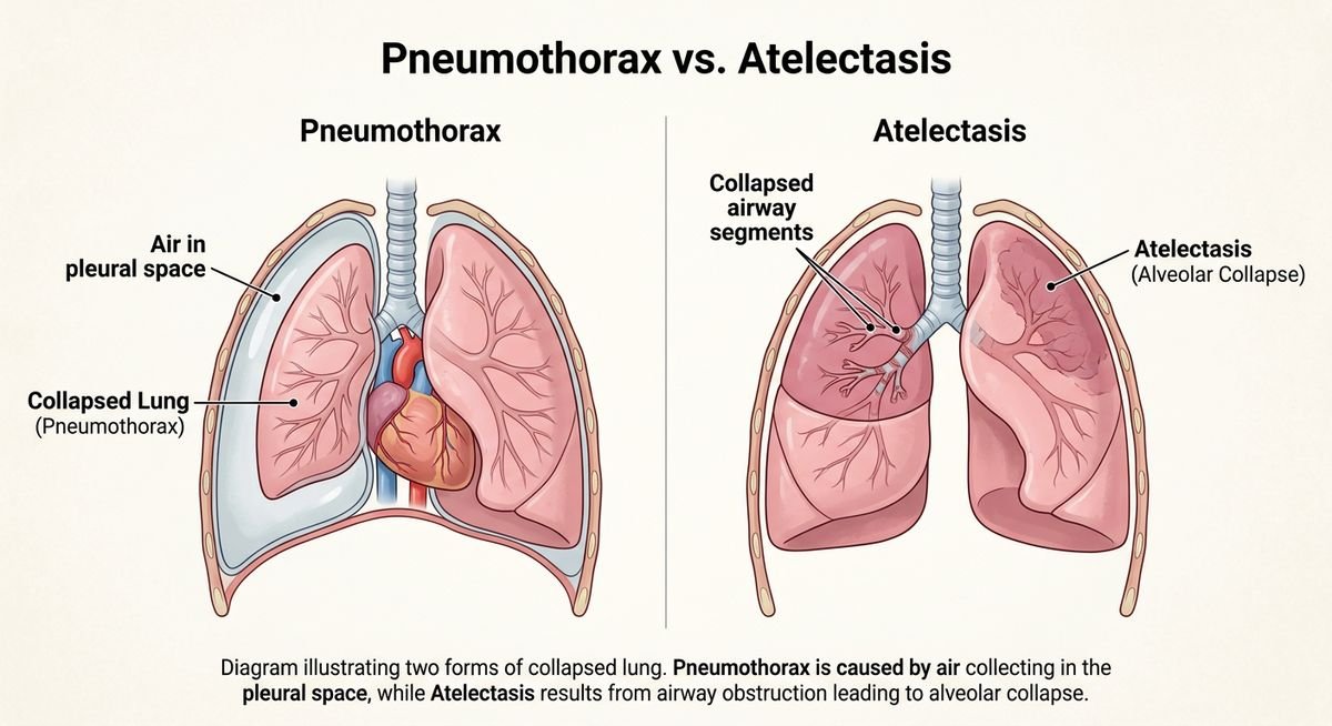 pneumothorax vs atelectasis two types of collapsed lung