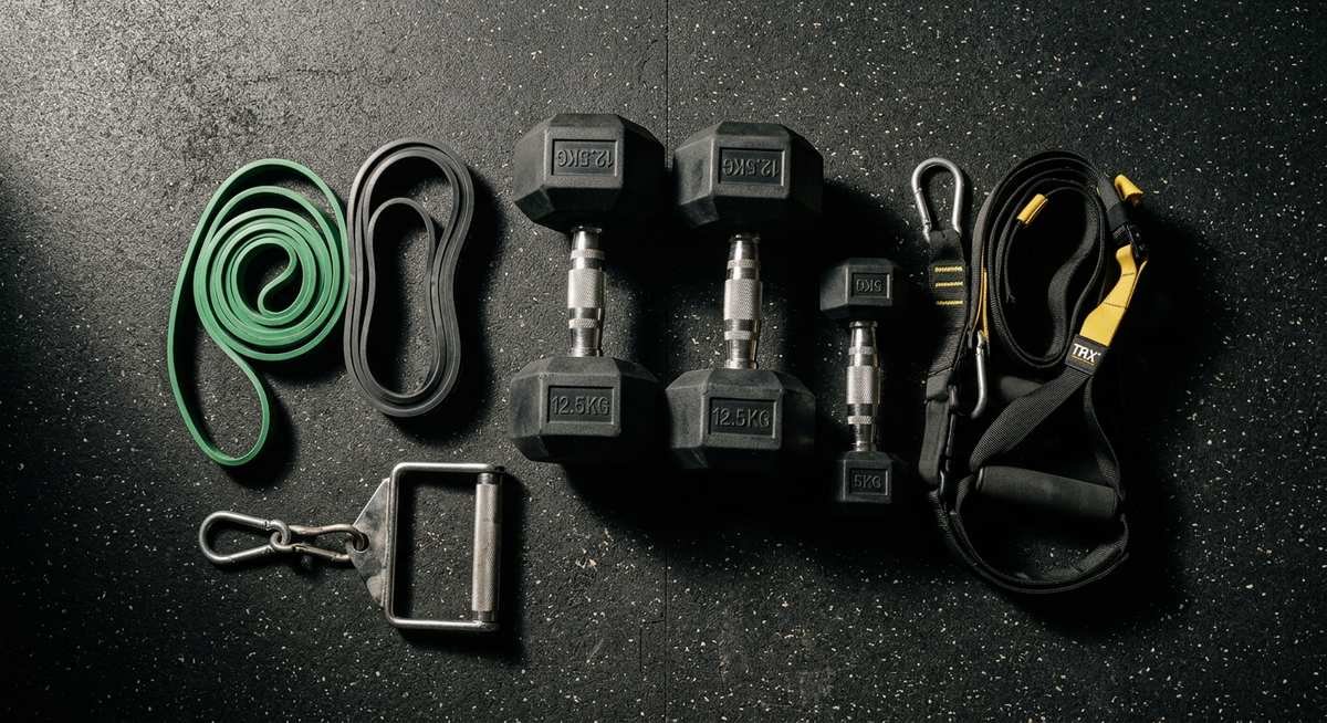 barbell rows alternative — gym equipment including dumbbells resistance bands and cable handles for back training