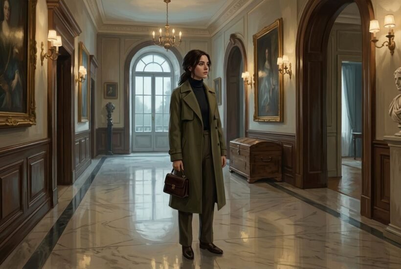 rebirth of the unwanted daughter novel by Empty Space — Carol Lowe standing alone in a wealthy villa, calm and detached after her second chance at life