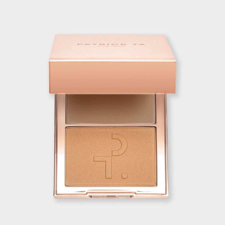 Patrick Ta Major Sculpt compact open, crème contour above and powder bronzer below